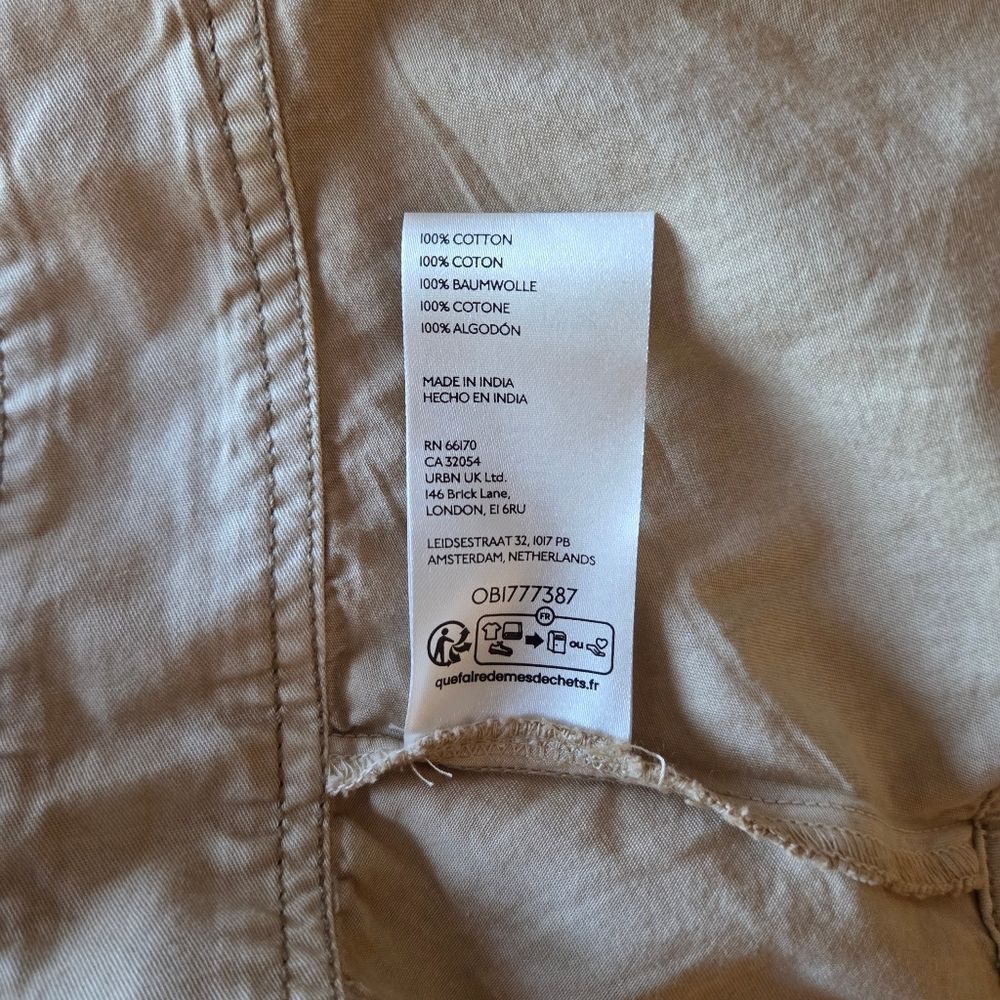 By Anthropologie Belted Round Neck Utility Jacket Tan Brown Size XL Sand Sable - Picture 15 of 15